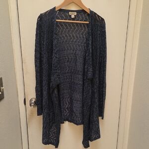 One World Dark Blue Open-Front Cardigan, Sz M